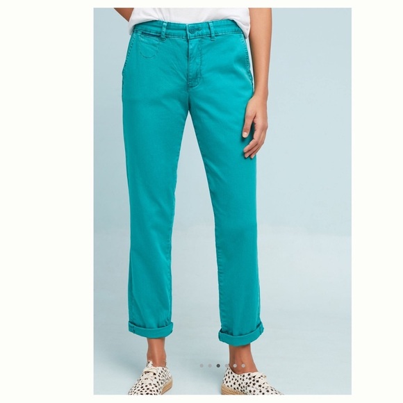 Anthropologie Pants - Anthropologie Relaxed chino blue green OOS online size 27